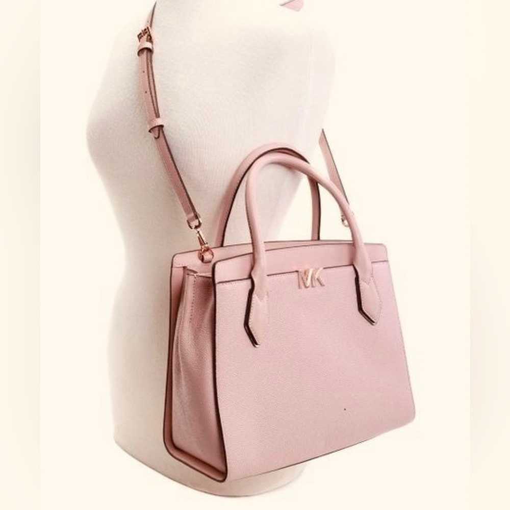 NWT Michael Kors Montgomery Large Pebbled Leather Satchel In Blossom Color - Picture 2 of 12
